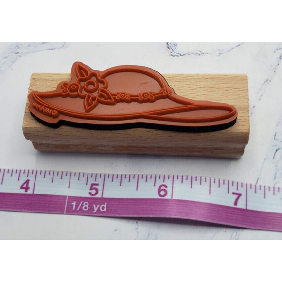 Mary Engelbreit Spring Gardening Sun Hat Wood Mounted Rubber Stamp - Picture 6 of 7